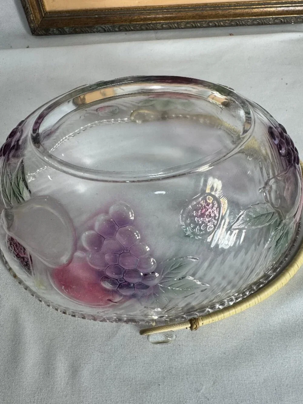 Vintage elegant stylish oval  glass fruit bowl, basket